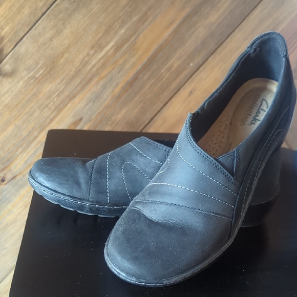 Clarks Shoes - Clarks Women's Black Heeled Slip-Ons